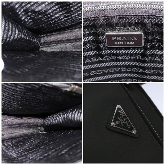 PRADA Hand Bag Safiano Leather Khaki Silver - Picture 13 of 15
